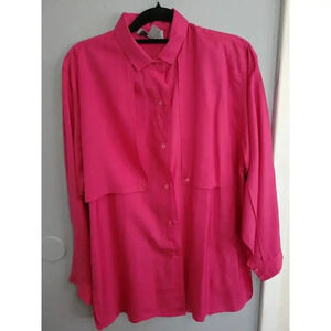 Vintage 1980s Laura Adams Pink Blouse Size 14 100% SILK‎